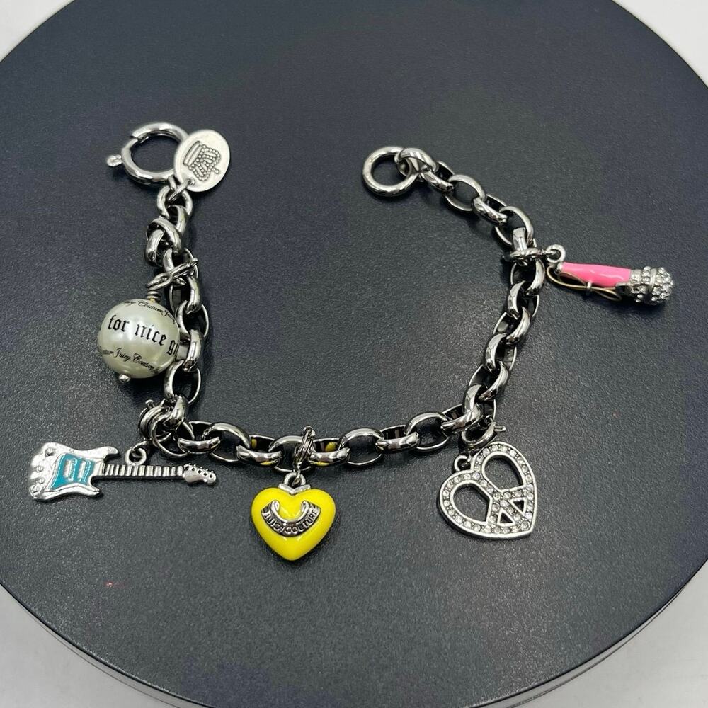 Juicy Couture Vintage Charm Bracelet Retired Collectible Guitar Heart Microphone